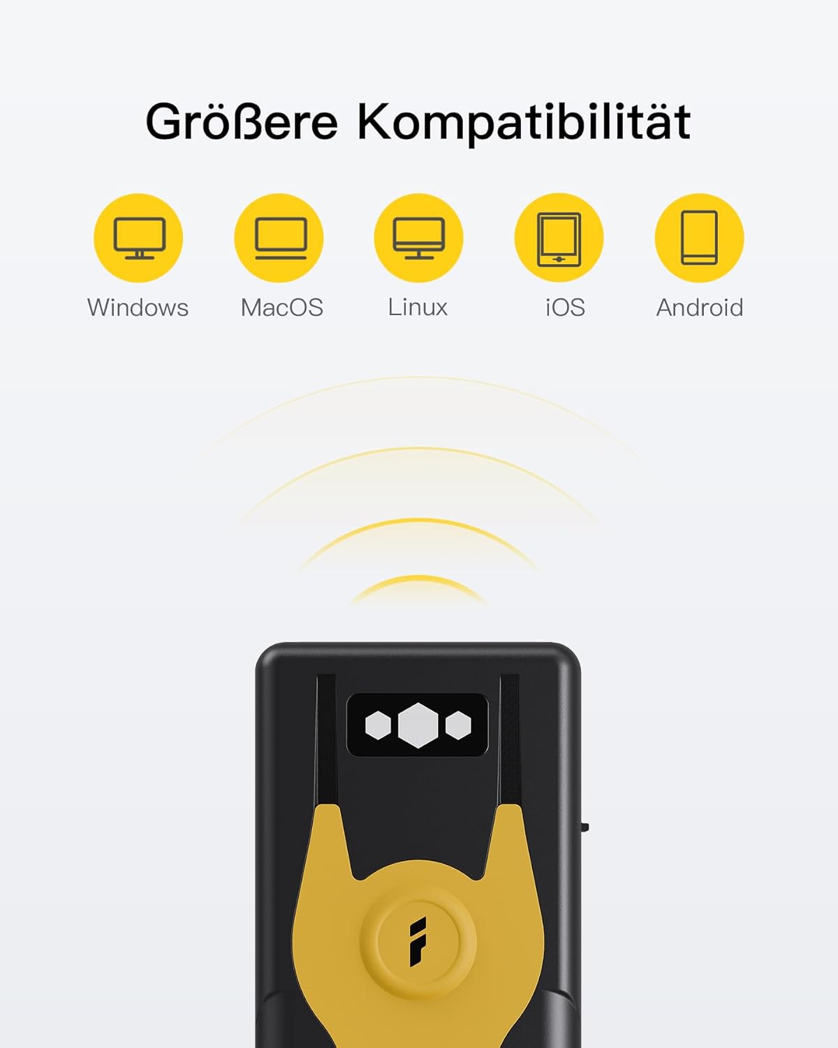 Mini Barcode Scanner BCST-42 für 2D undQR, 2D Gelb