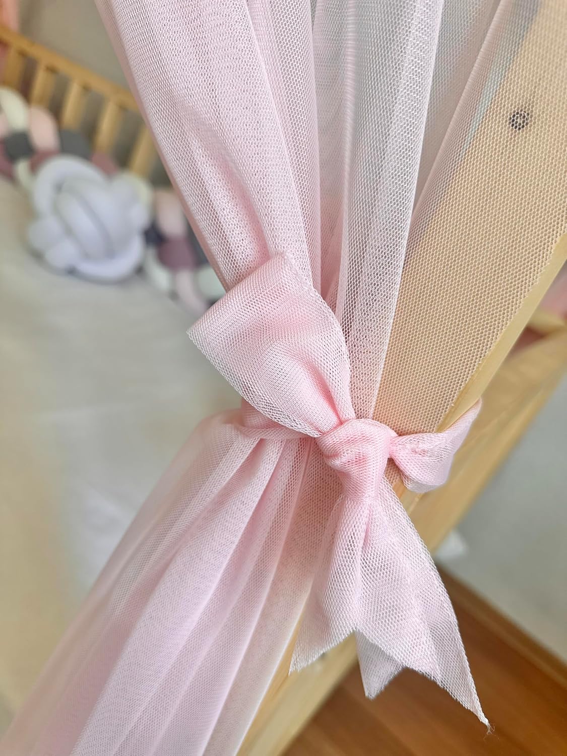 Betthimmel-Set für Kinderbett, Rosa 320cm, mit Pompomgirlande