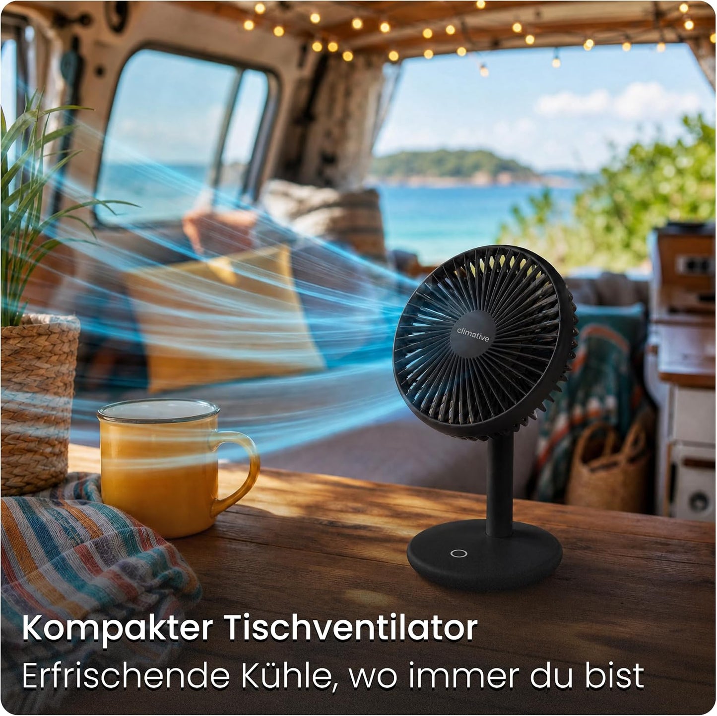 Leiser Tischventilator, Schwarz