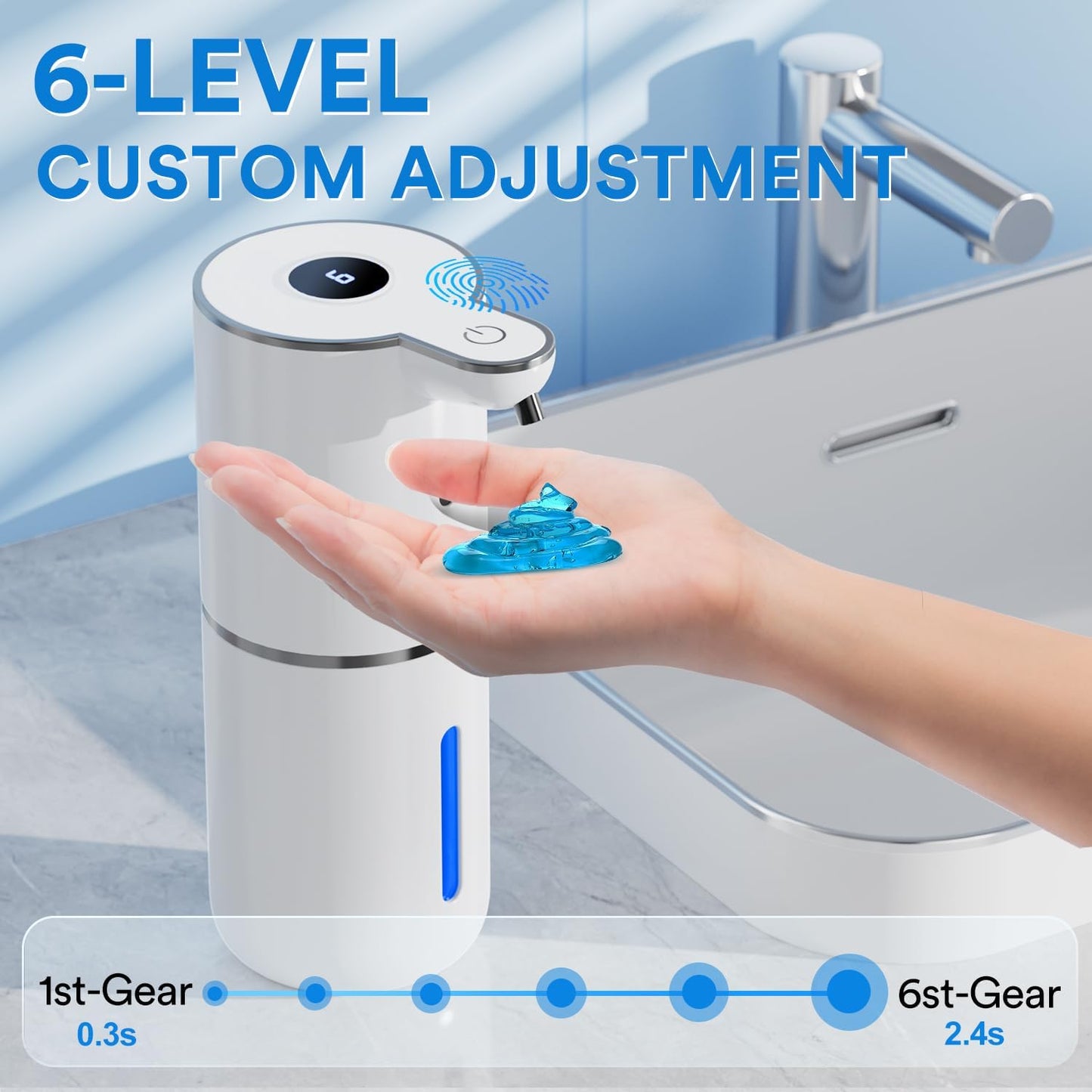 Automatischer Seifenspender mit digitaler Anzeige, 380ml, Weiss Flüssigetyp