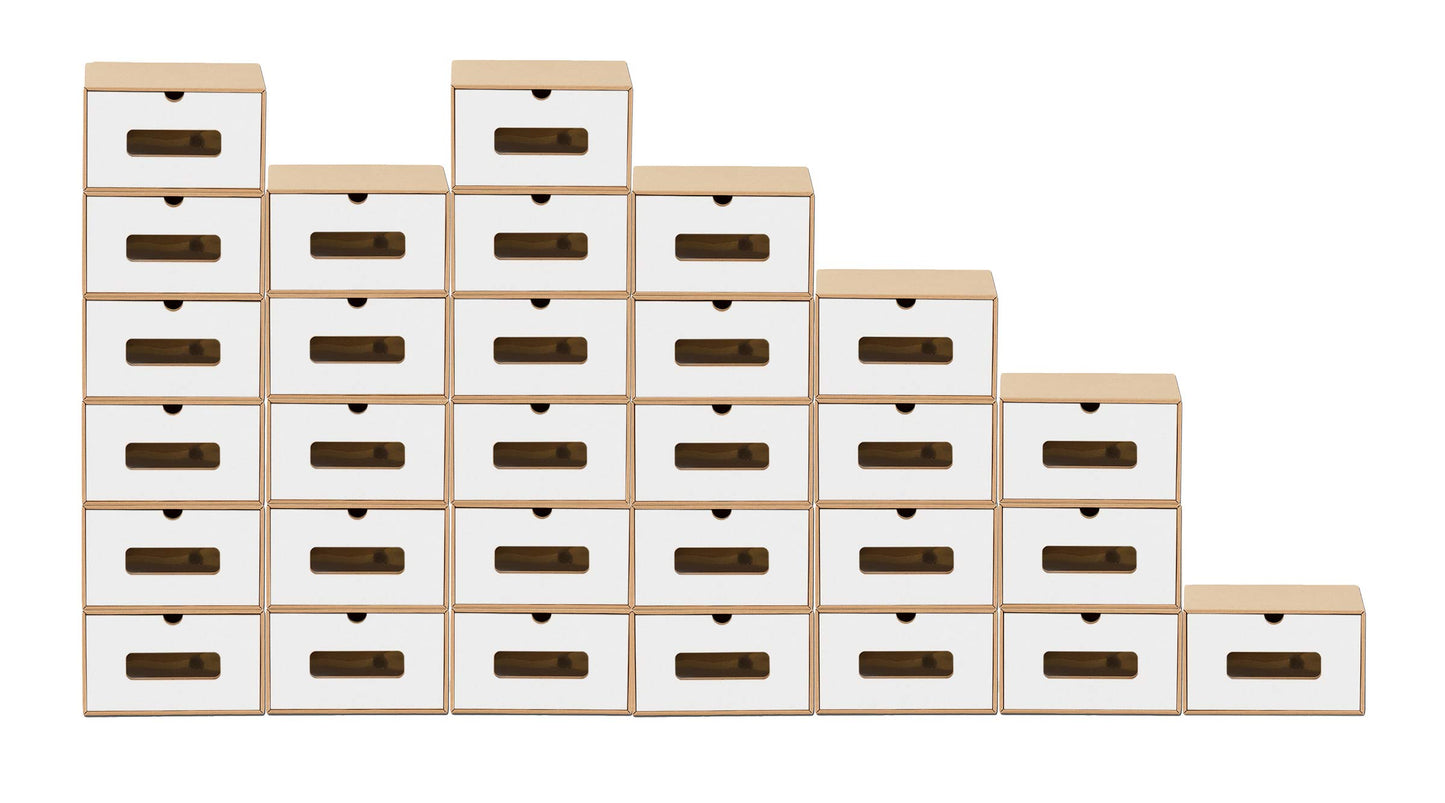 Schuhaufbewahrung Boxen-Set (30 Stück) stapelbar, 30er Set Braun Weiss