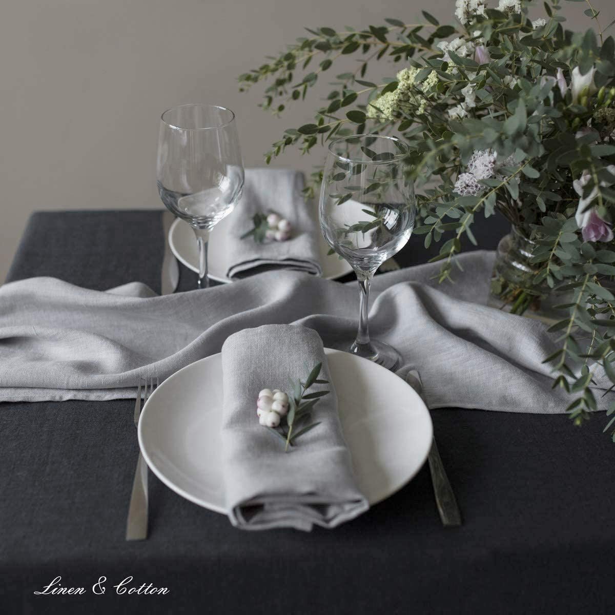 4-teiliges Stoffservietten-Set Hygge, Hellgrau/ Grau Servietten - 32 x 32cm