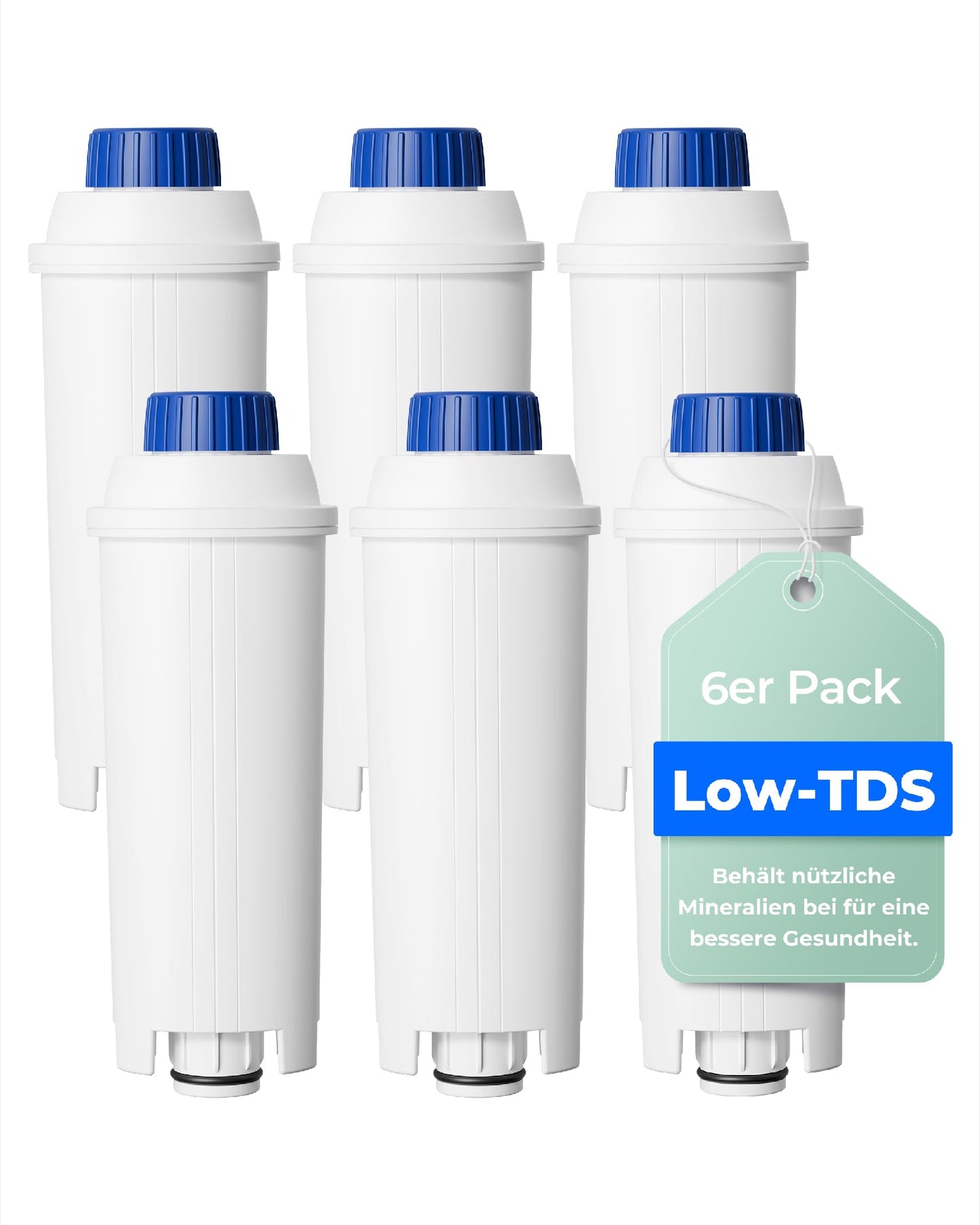 6er-Set Kaffeefilter für De'Longhi, Low-TDS 6 Stück (1er Pack)