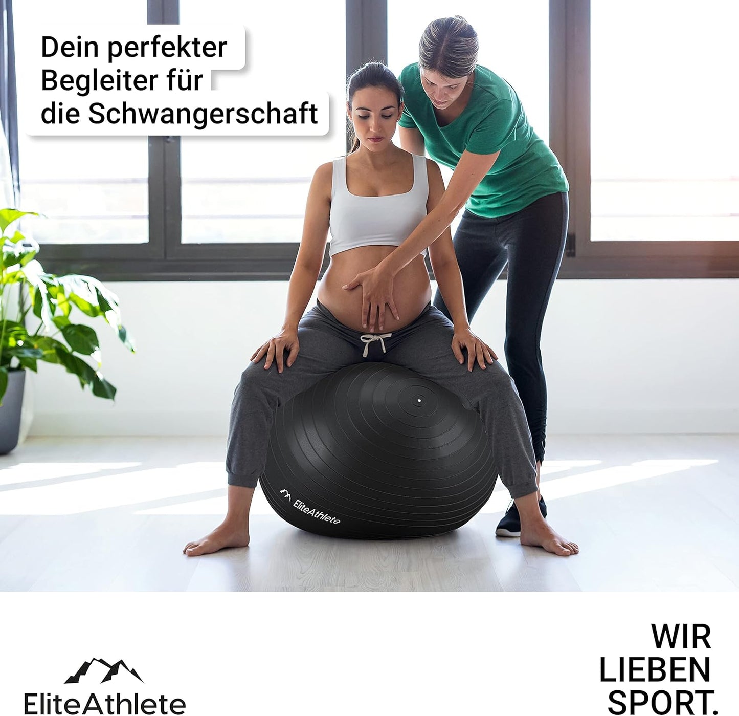 Ergonomischer Gymnastikball mit Anti-Burst System, Midnight Black 55cm