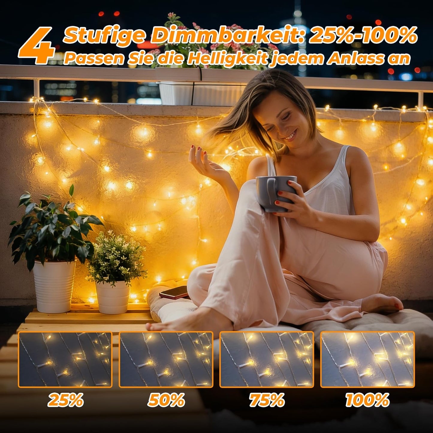 Lichterkette mit 150 LEDs und Fernbedienung, 15M/150LEDs