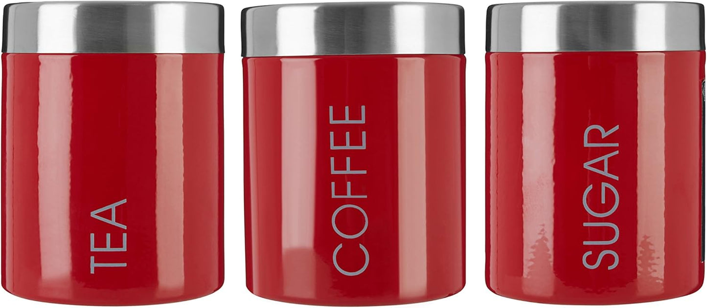 Housewares Tee, Kaffee und Zucker Set, 3-teilig, spülmaschinenfest, Rot