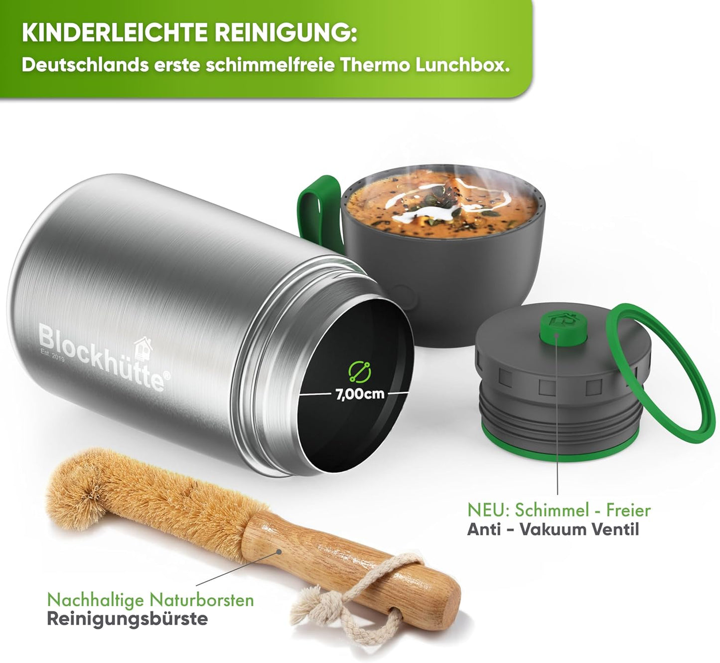 Thermobecher für Essen, 530ml Edelstahl, Silber 530 ml