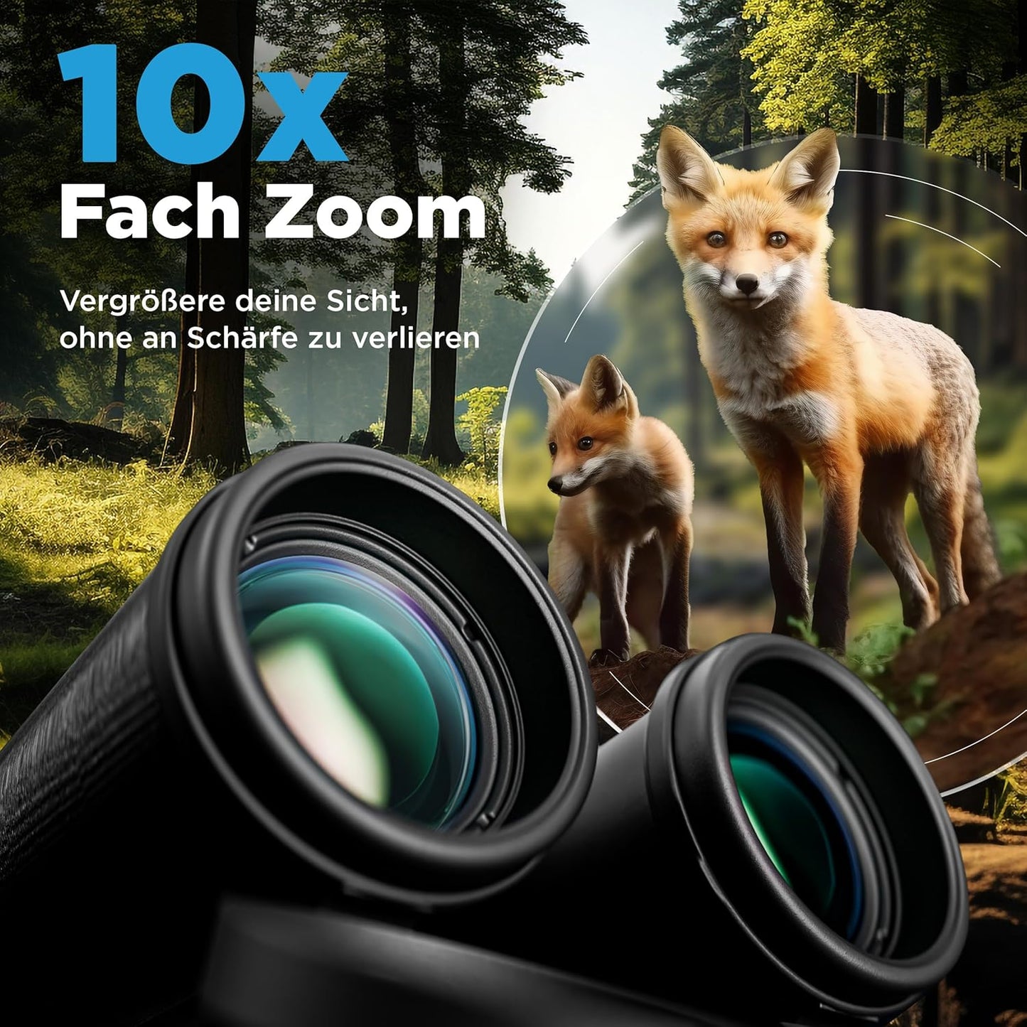 Fernglas mit Nitrogenfüllung, 10x42 Schwarz