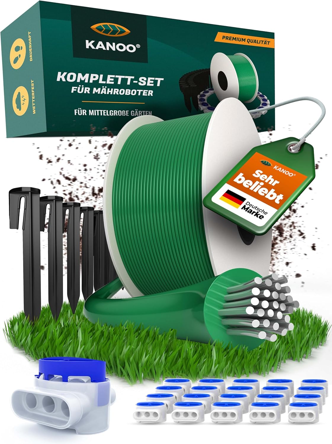 IUBDM_101 Installationsset für Mähroboter, 250m Kabel + 500 Erdnägel + 20 Kabelverbinder