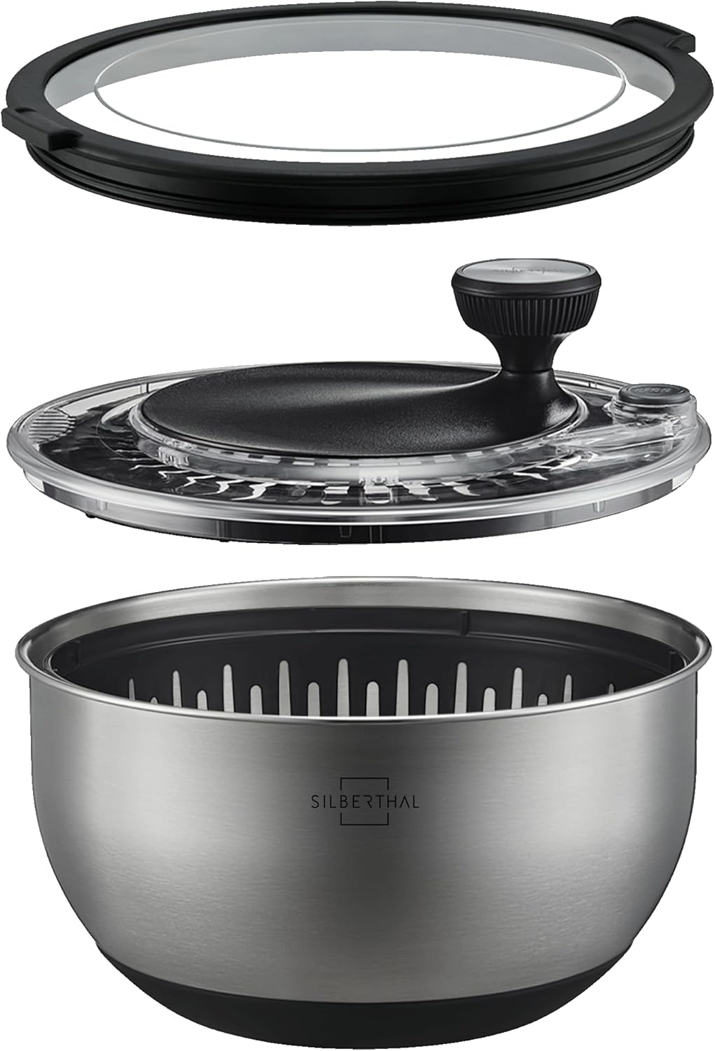 Salatschleuder mit Deckel und Kurbelantrieb, Salatschleuder 4,5l mit Deckel Set