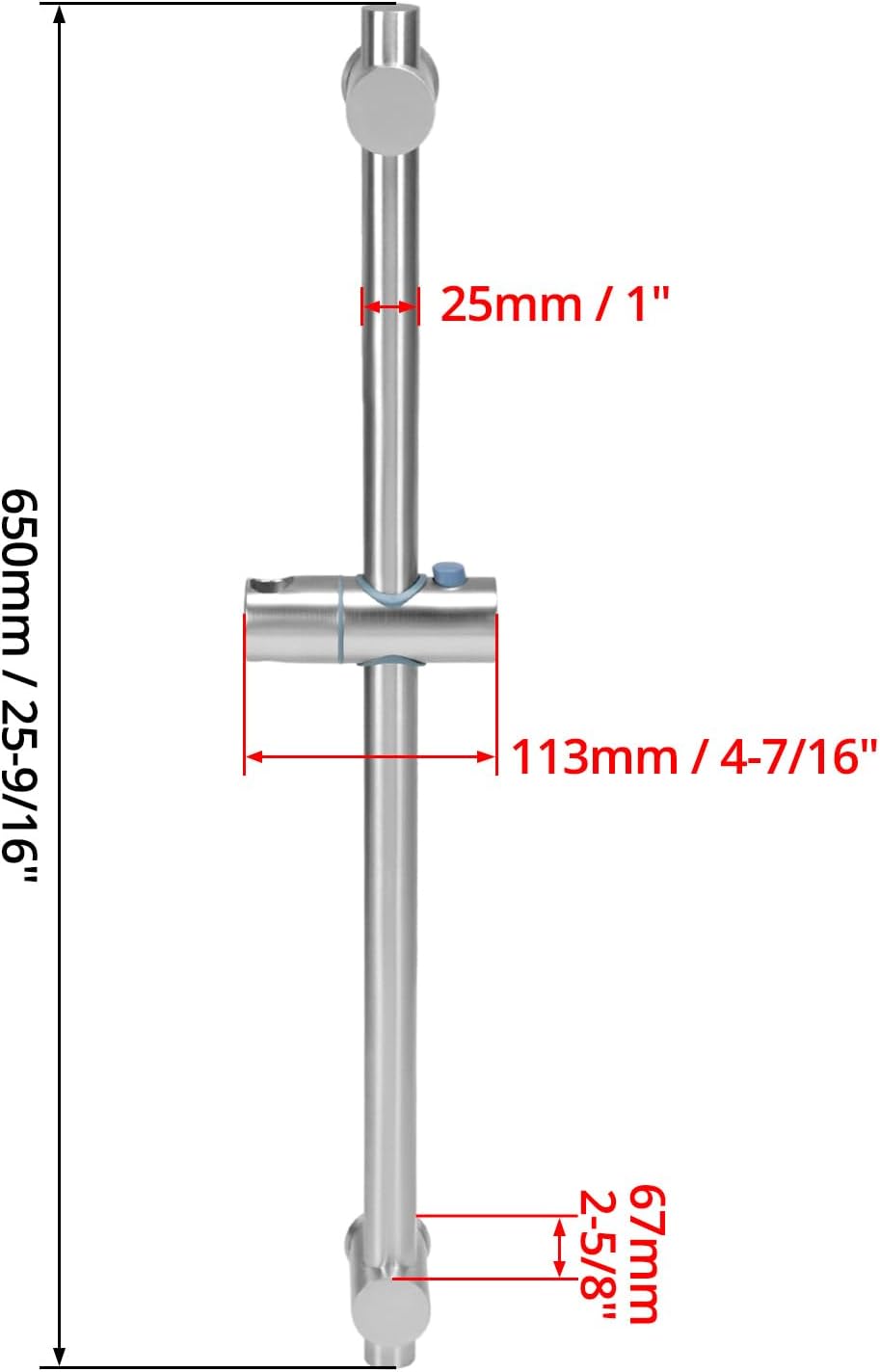 Duschstange mit flexibler Duschkopfhalterung, 66 cm Silber