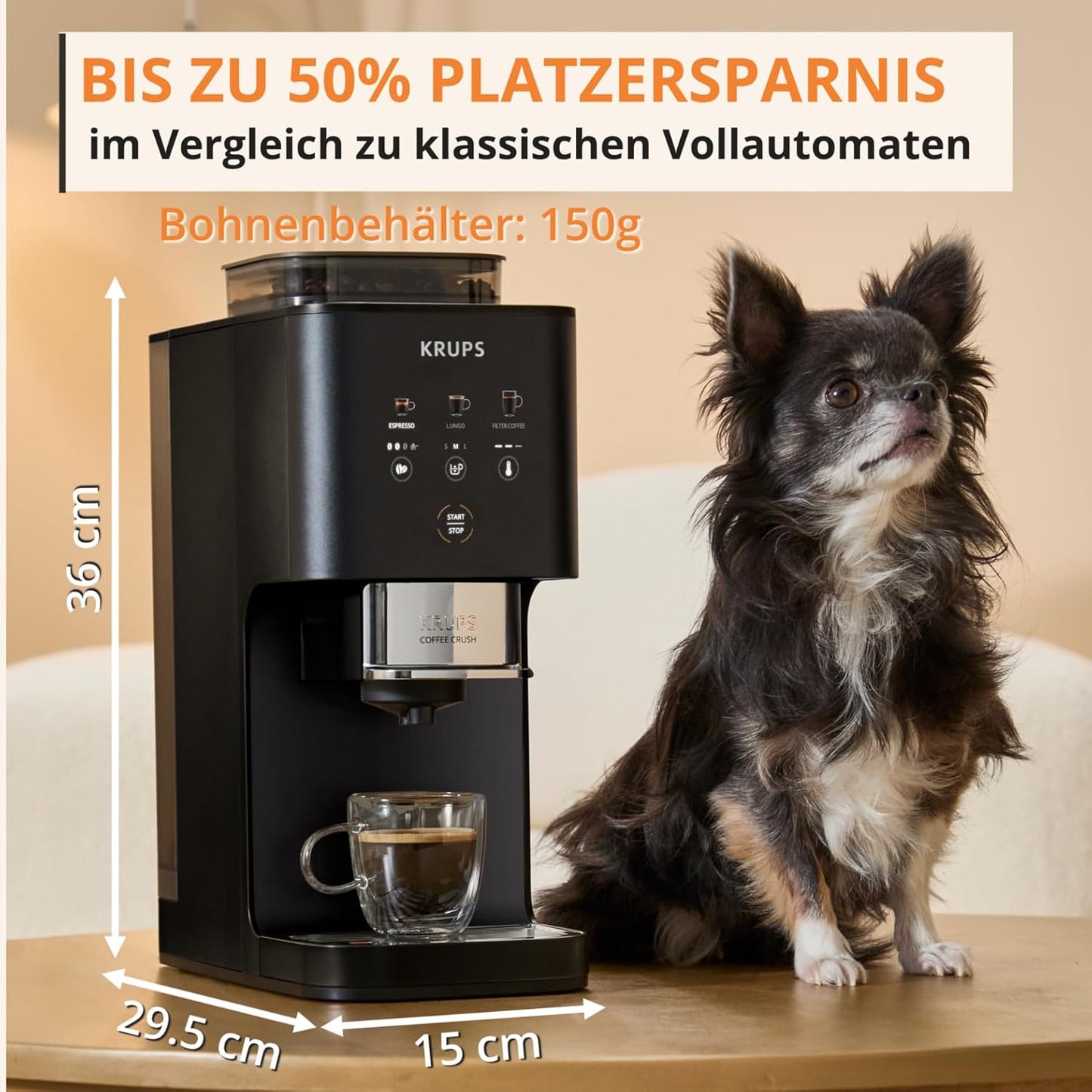 Coffee Crush Extra Kaffeevollautomat, Schwarz