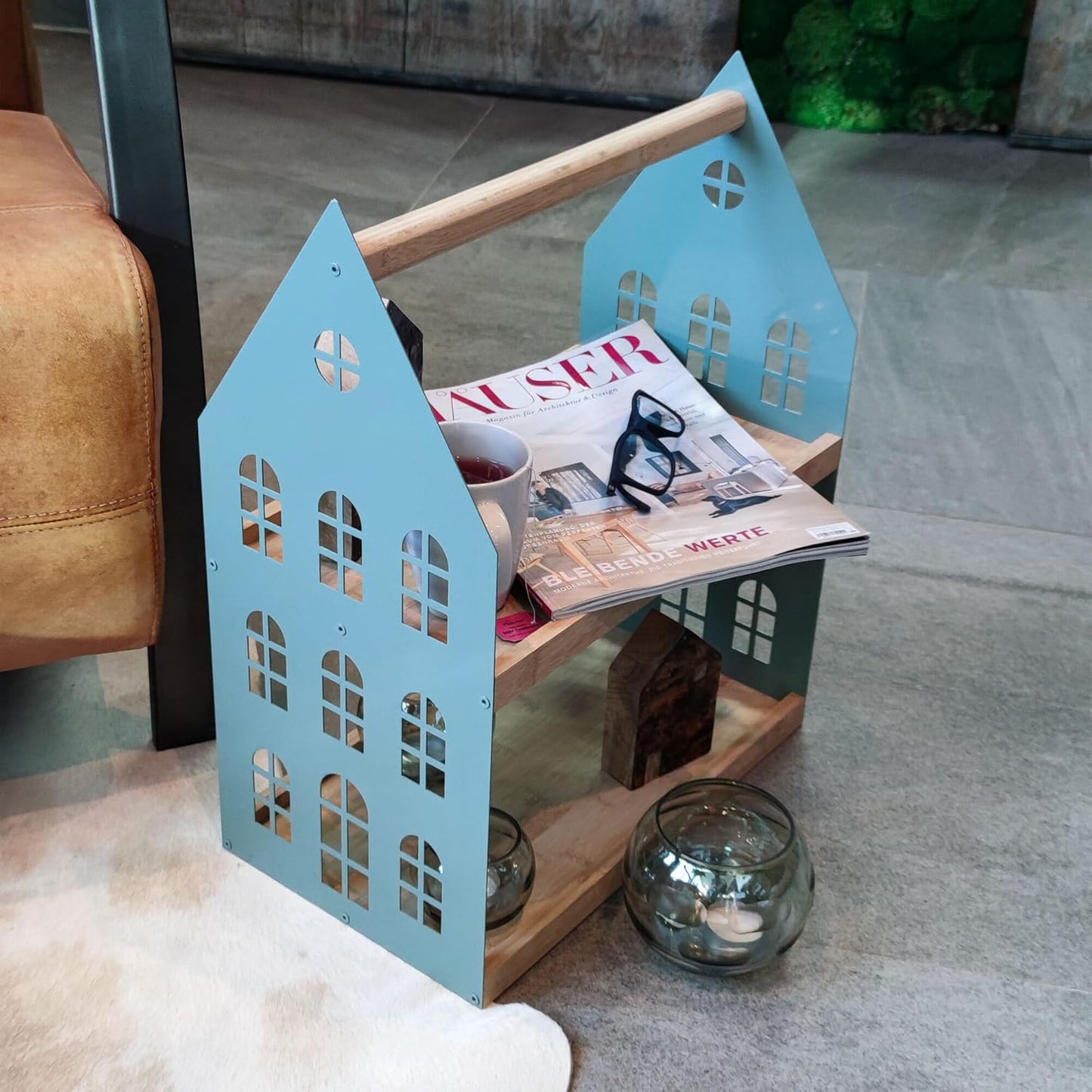Etagere mit 2 Etagen und Griff, Grün 23.5 x 40 x 51 cm