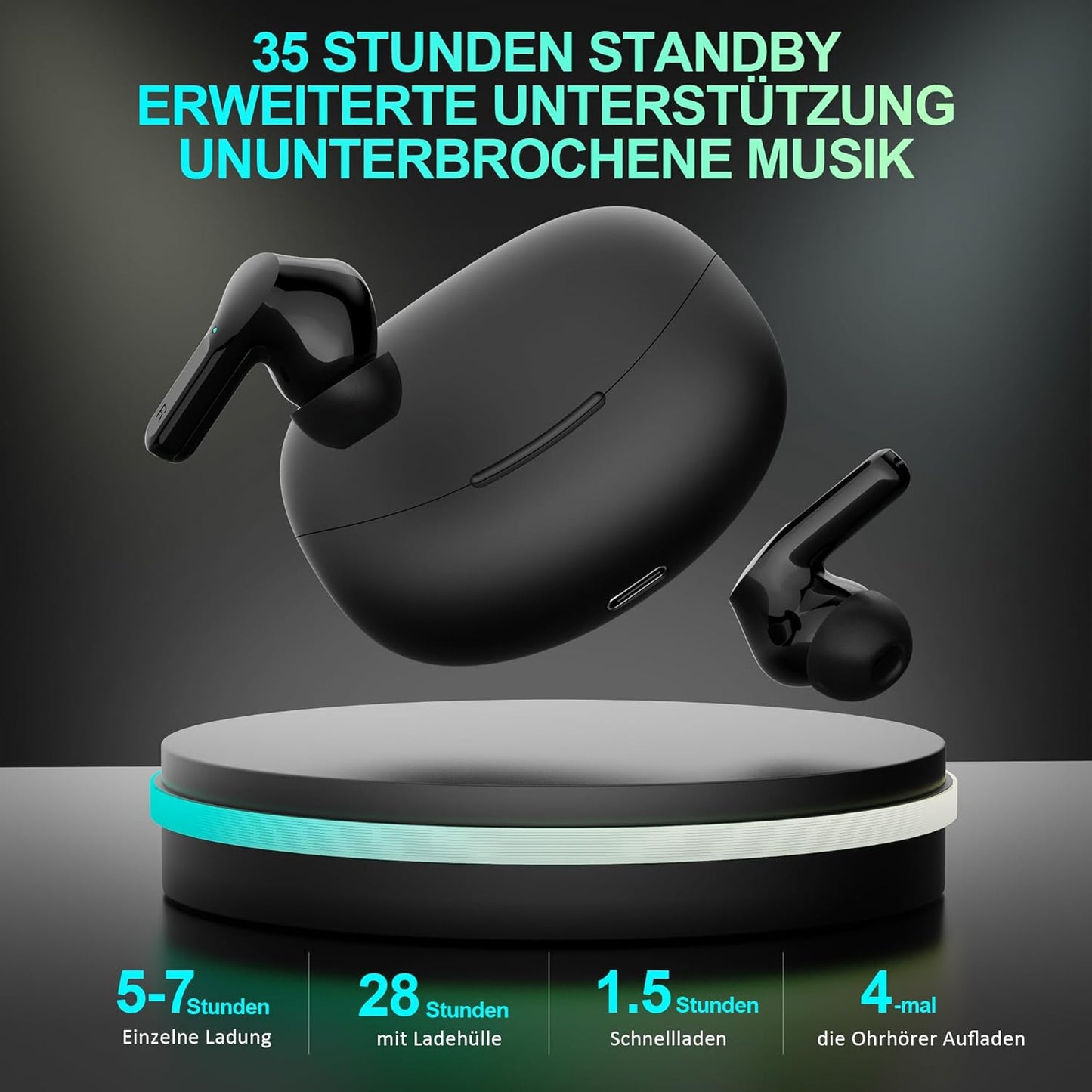 i17 In-Ear Kopfhörer mit Noise Cancelling, Schwarz