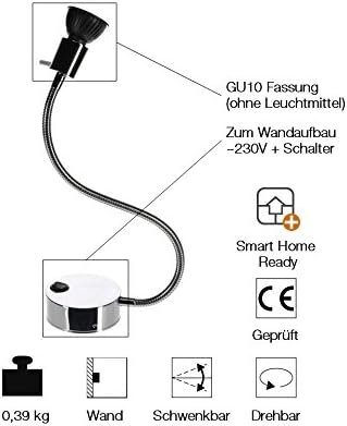 LED-Leselampe Dio Flex Plate, Chrom ohne Leuchtmittel Warmweiss (2700K)