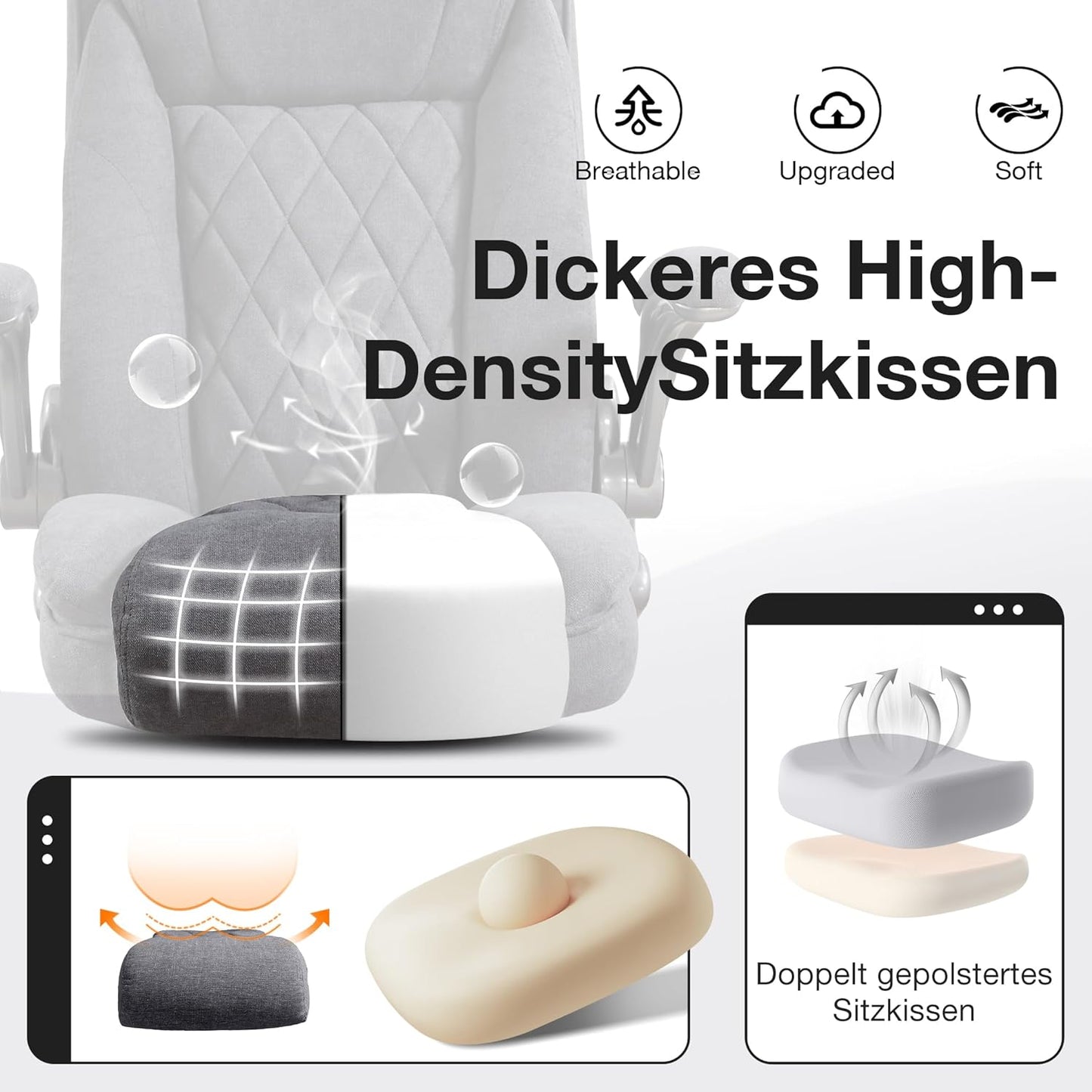 Ergonomischer Bürostuhl mit verstellbarer Rückenlehne, Dunkelgrau