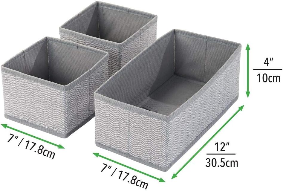 Baby Organizer-Set mit Aufbewahrungsboxen (6-teilig), Graues Fischgrätenmuster