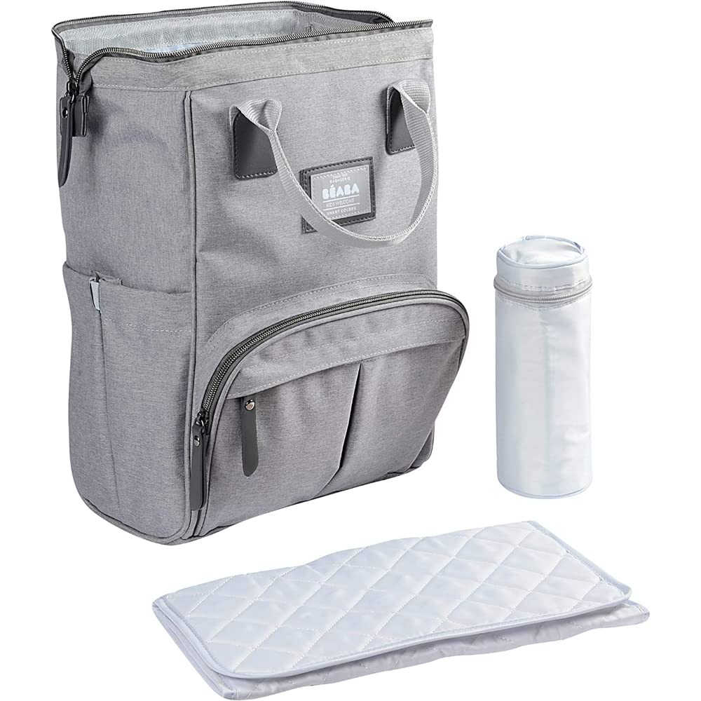 Wickelrucksack für Babys mit Wickelunterlage, Graumeliert