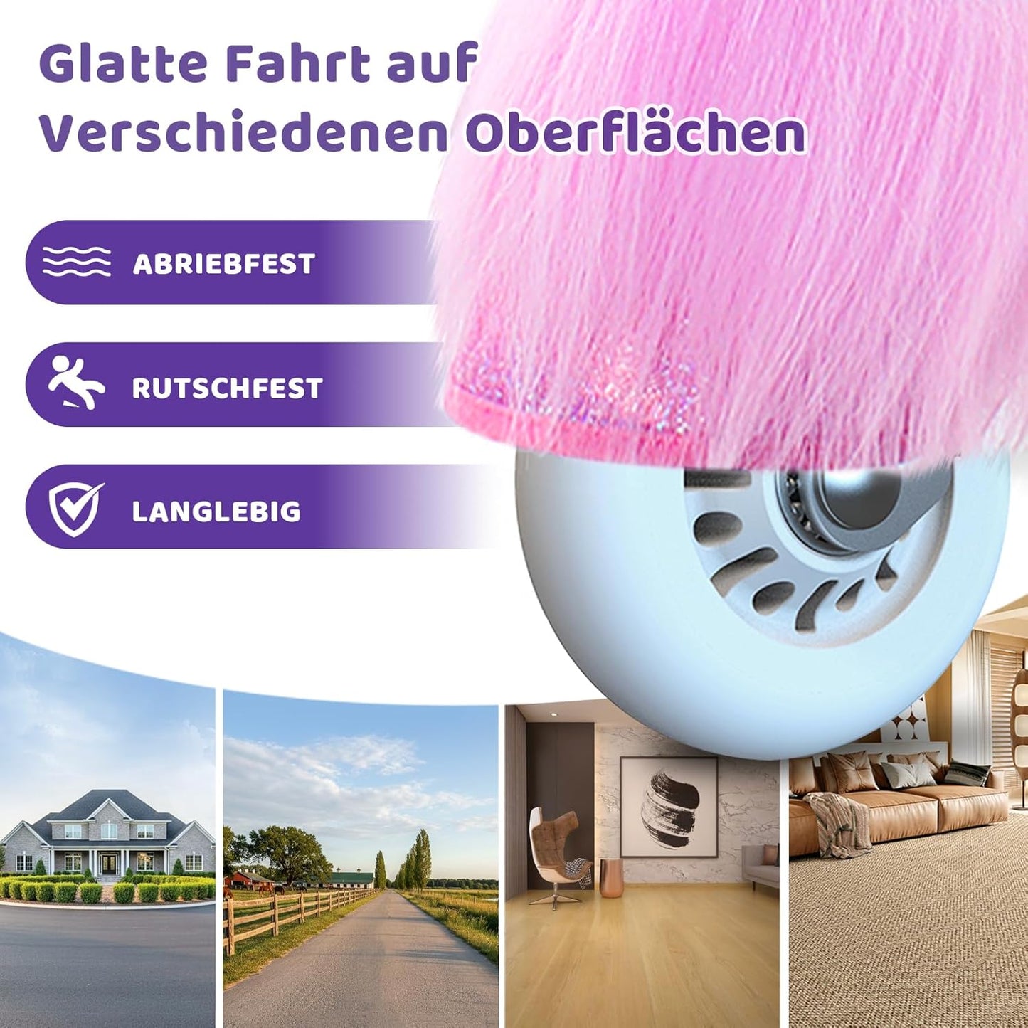 Reitspielzeug Einhorn mit Rollen, Rosa Grösse 5 für Alter 7+