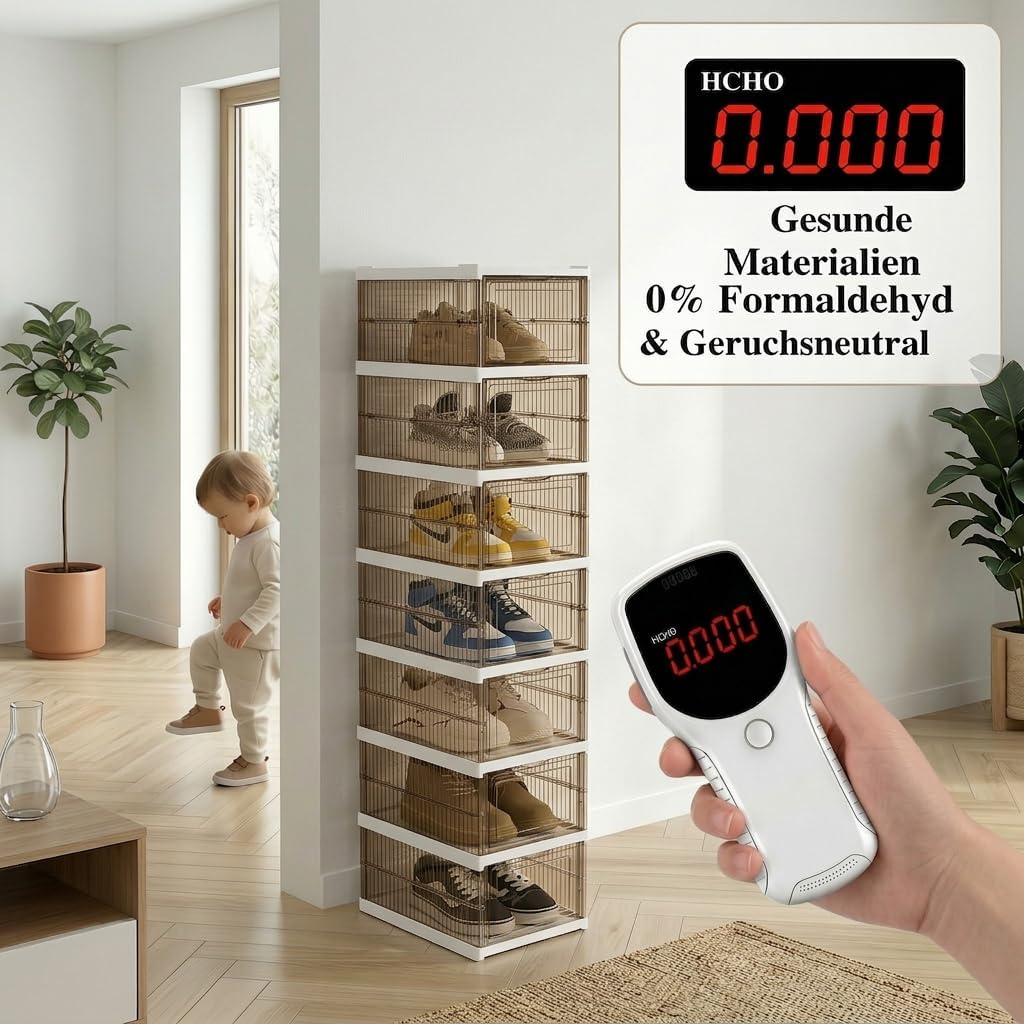 Stapelbare Schuhboxen, 12er-Set, Braun 12 Ebenen