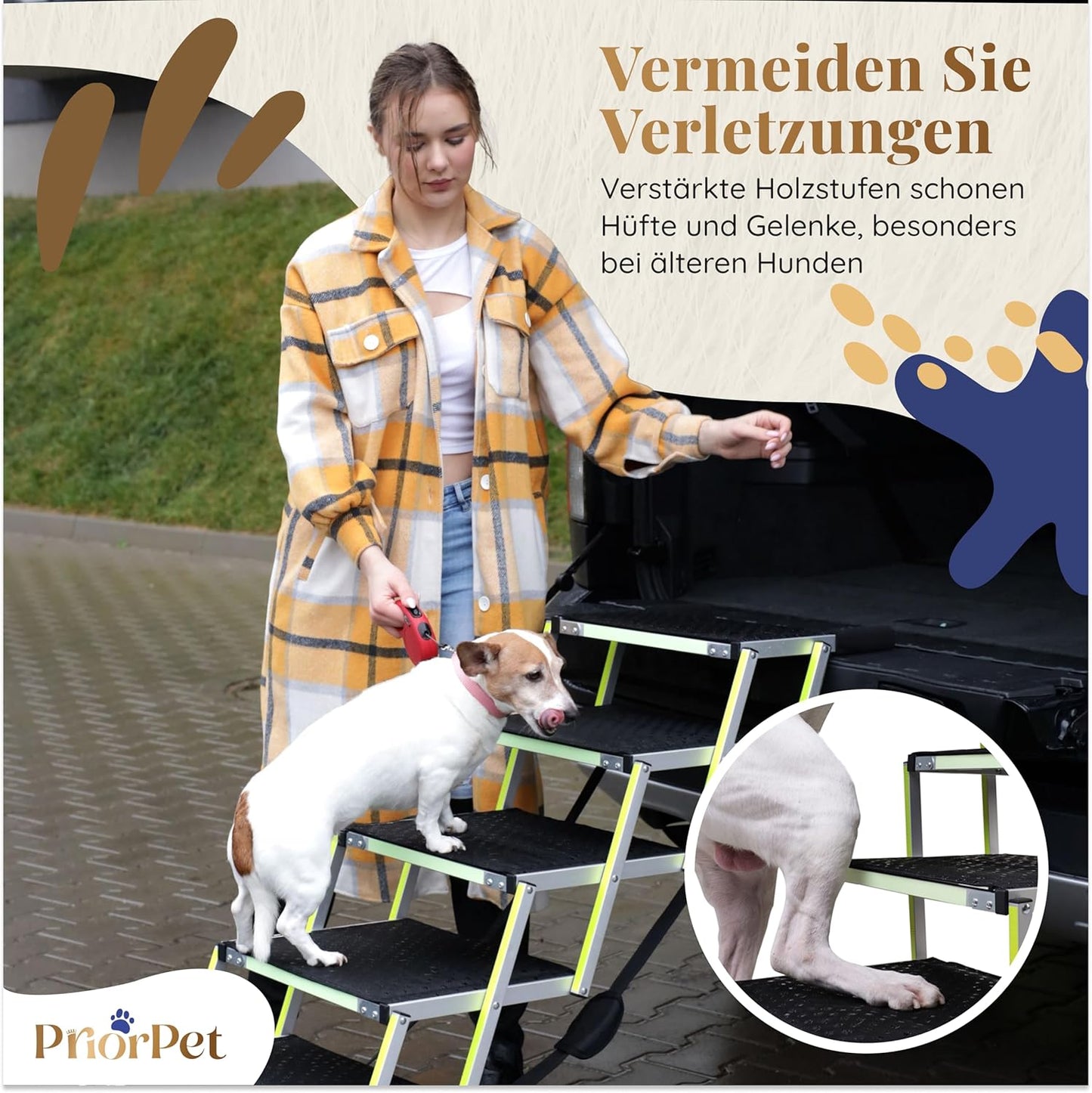 Klappbare Hundetreppe, 4 Wide
