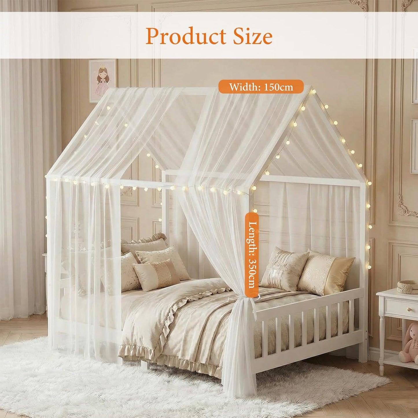 2er-Set Hausbett-Himmel für Kinderzimmer