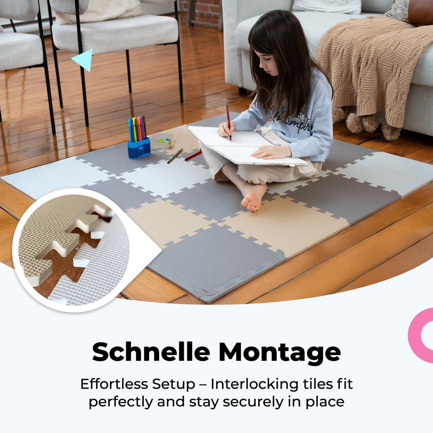 Krabbel- und Puzzlematte für Babys, 16 Teile Creme-grau-beige