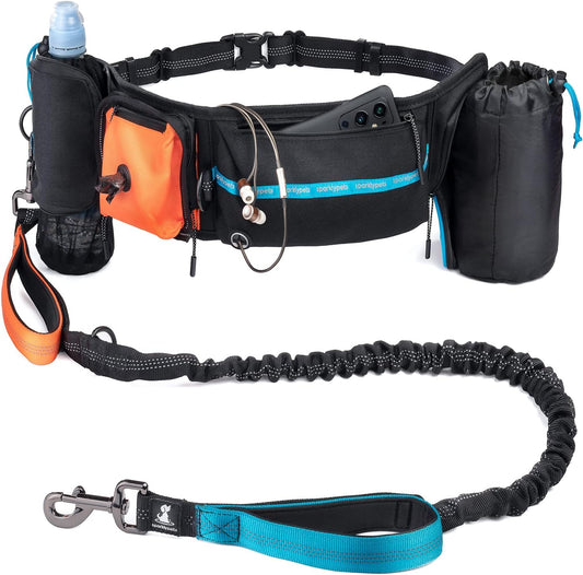 2 in 1 Joggingleine für Hunde mit Doppelgriff, Stossdämpfer und Bauchgurt, Hochwertiges Aktivset Orange Für ein Hund