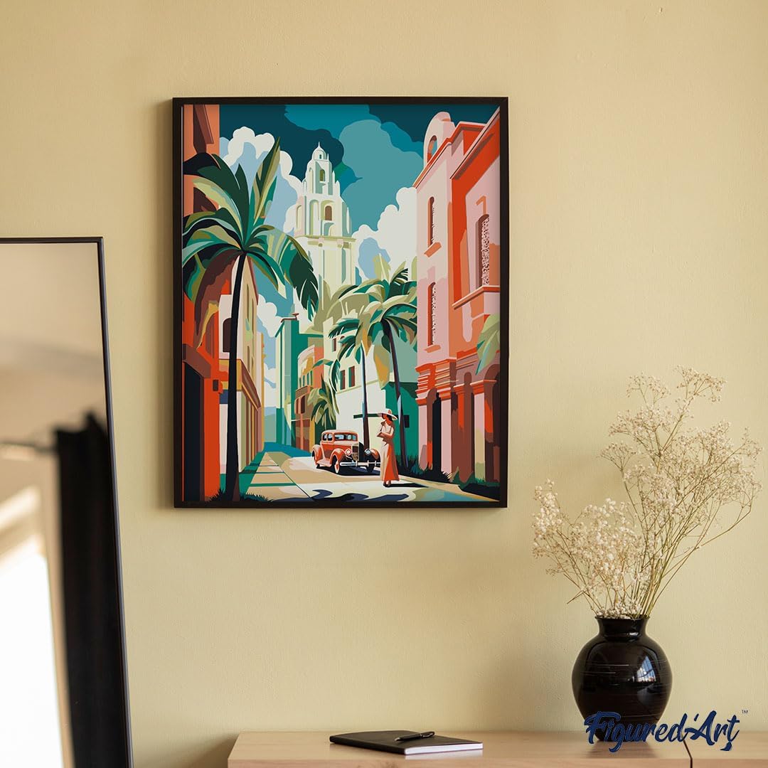Malen nach Zahlen Set Kuba Art Deco, Kuba Art Deco 40x50cm Mit Rahmen (bereits gespannt)