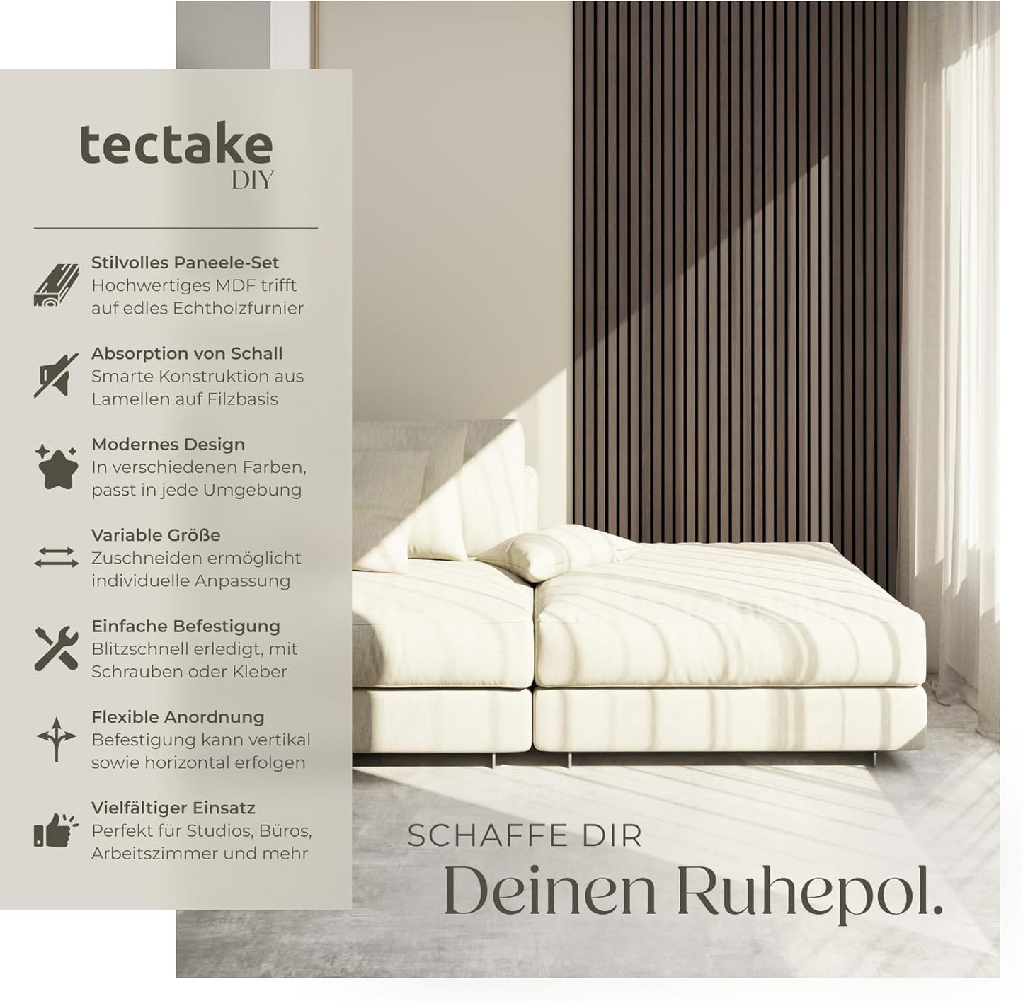 Akustikpaneele Set, 2er Set Eiche Grau