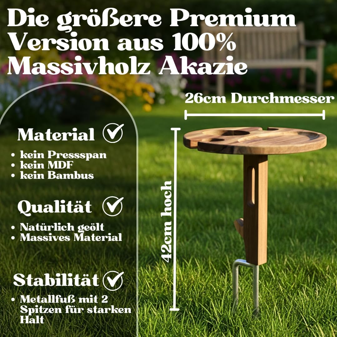 Steckbarer Weinhalter und Picknicktisch aus Holz