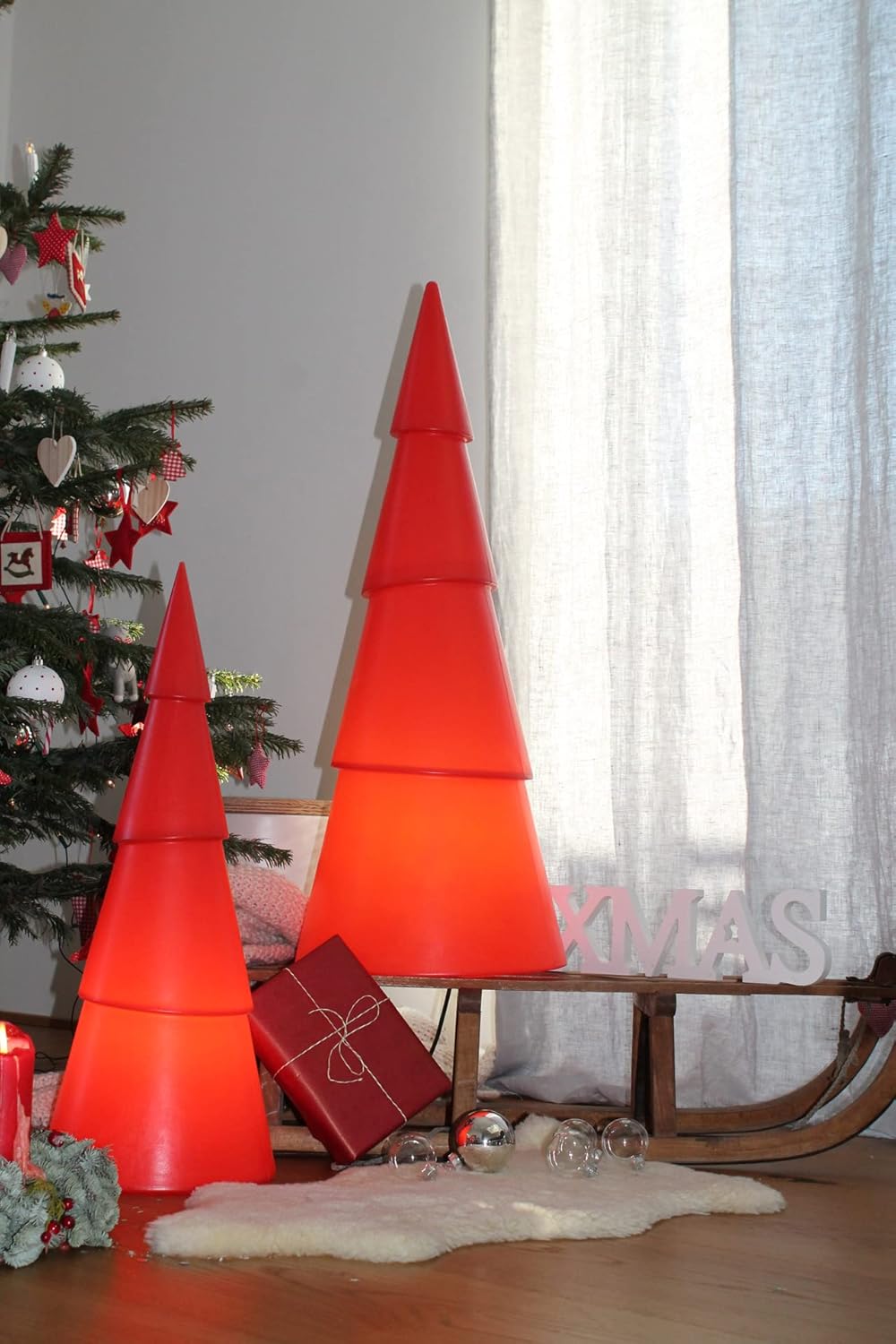 Shining Tree - Runder LED-Dekobaum, LED Rot