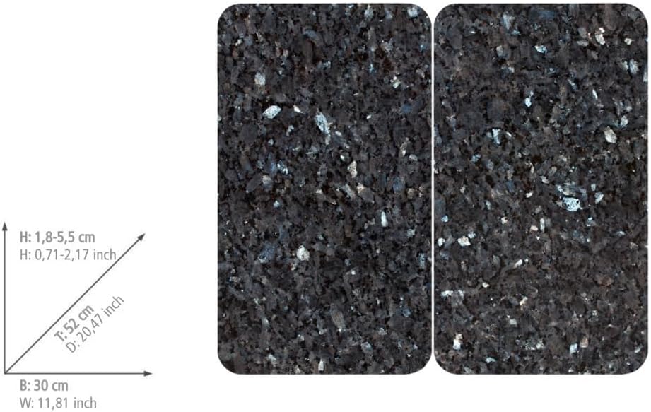 2er Herdabdeckplatten-Set aus gehärtetem Glas, 30x52cm, BLAUER MARMOR