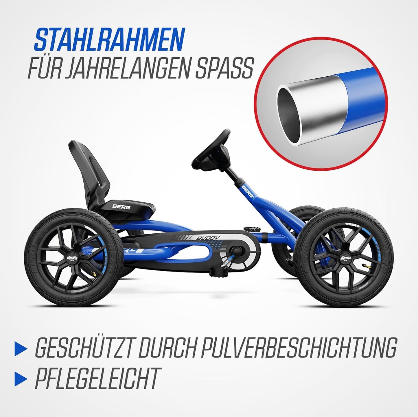 Buddy Tretfahrzeug mit Luftreifen für Kinder, Blue