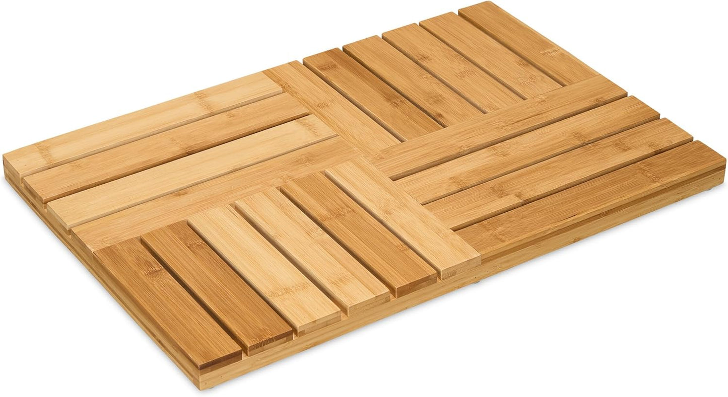 Rutschfeste Bambus Badematte, Natur