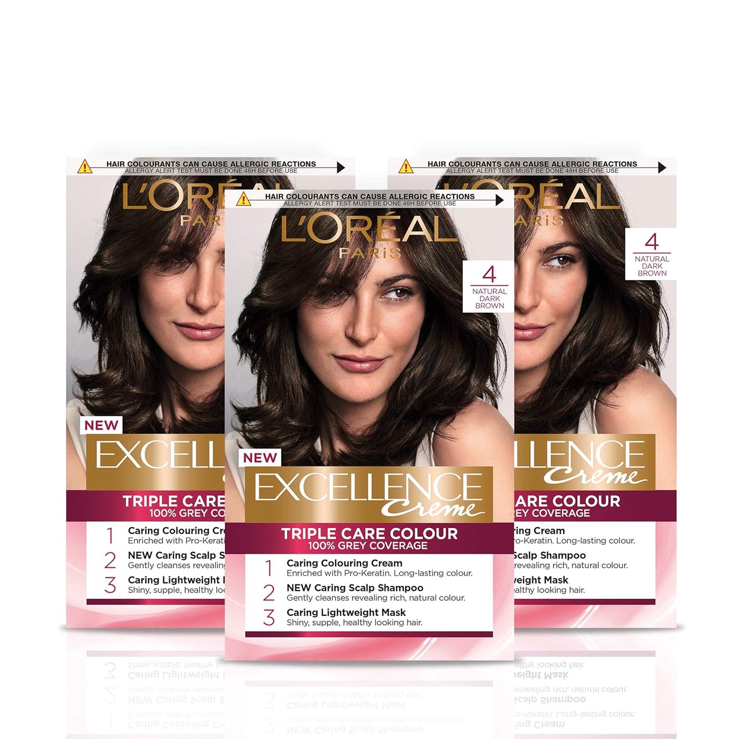 Excellence Haarfarbe, Dunkelbraun, 3er Pack
