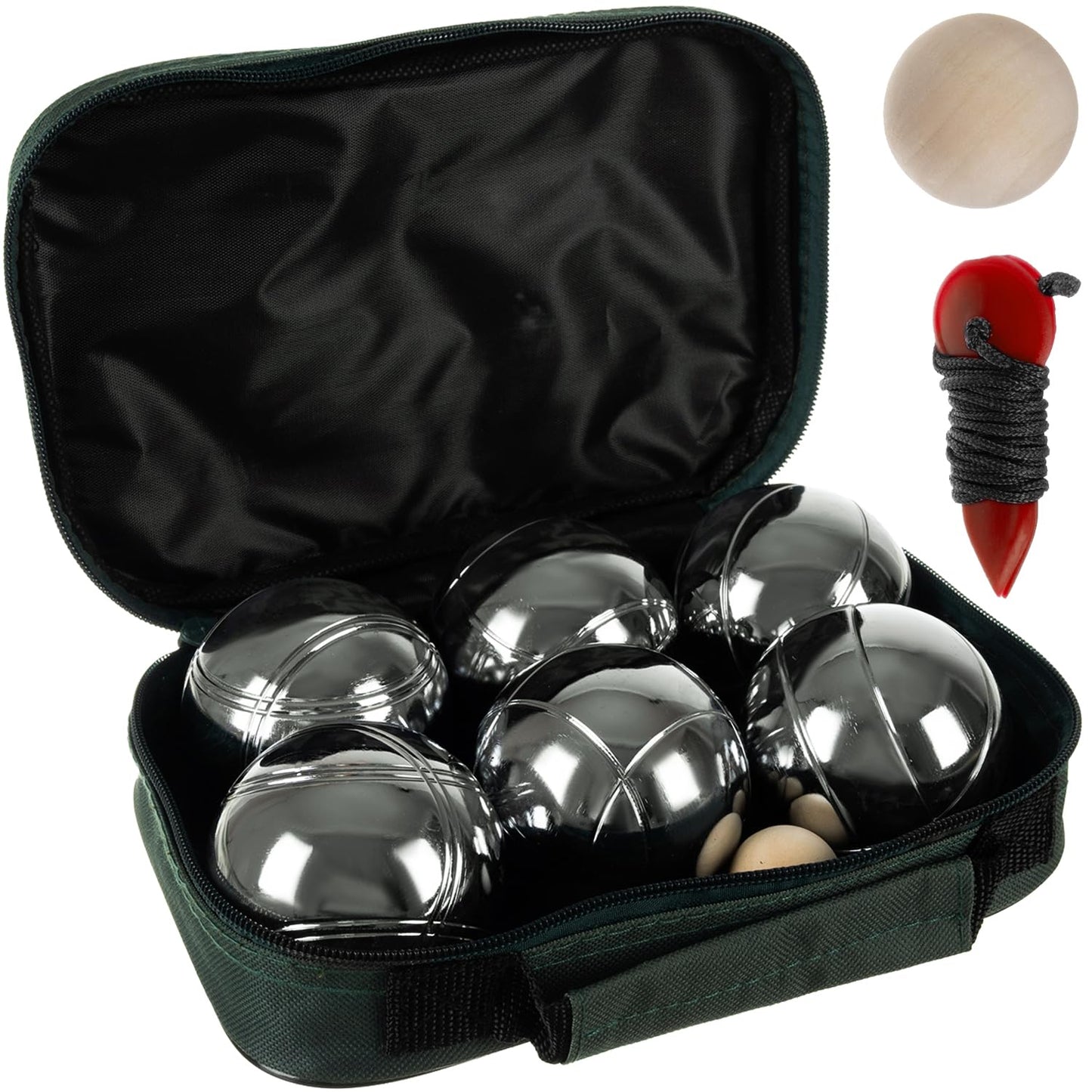 Boule-Set mit 6 Kugeln & Zubehör