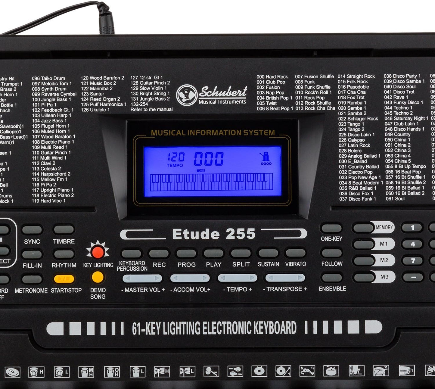 Keyboard mit Lern- und Aufnahmefunktionen, 255 Rhythmen mit USB Schwarz