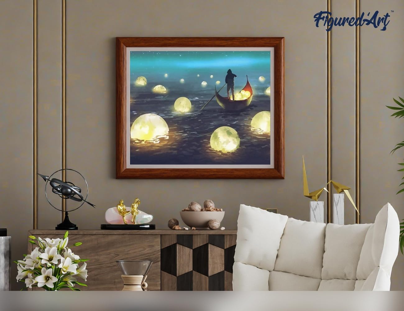 Malen nach Zahlen Lichter auf dem See, Lichter auf dem See 40x50cm Mit Rahmen (bereits gespannt)