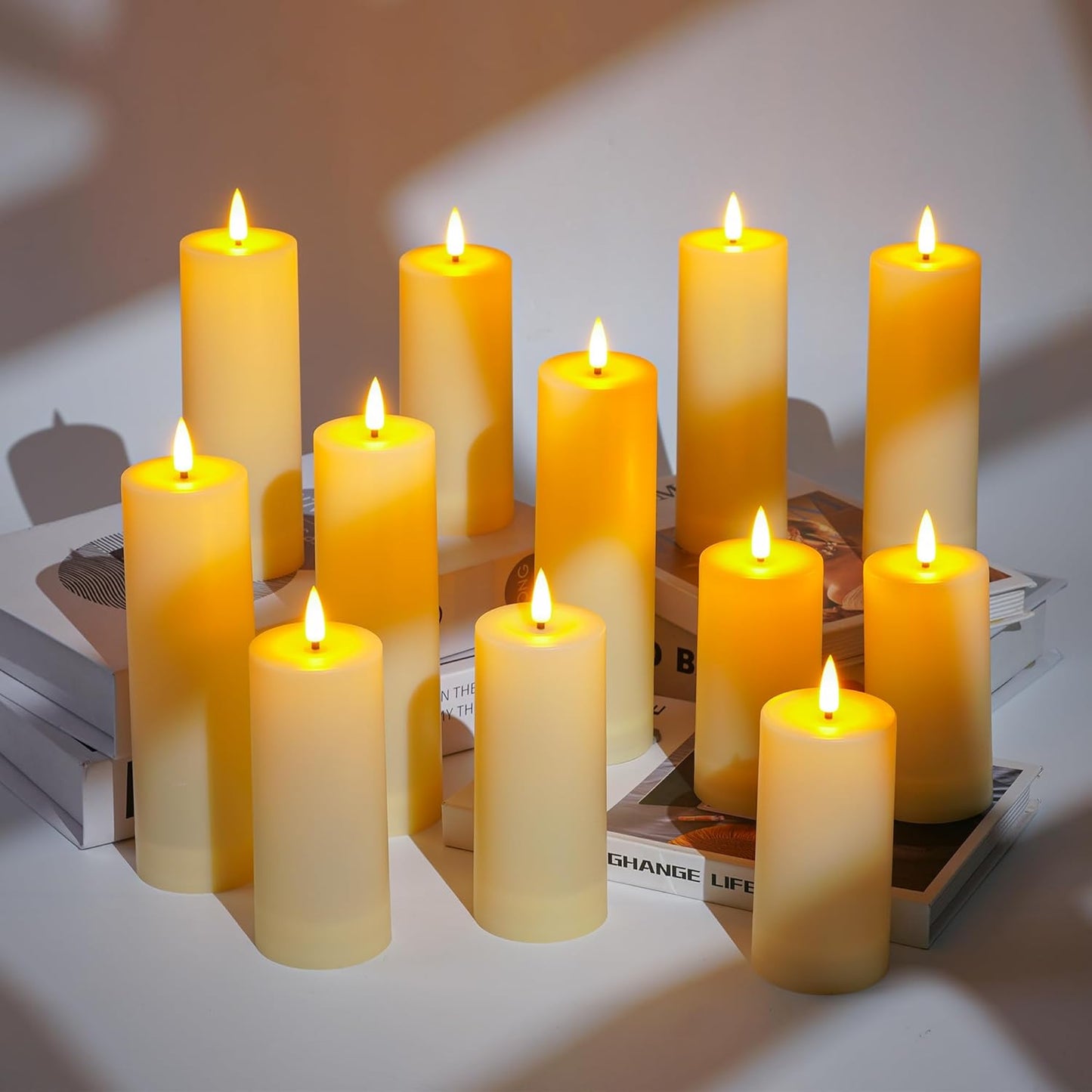 12 Stück LED-Stumpenkerzen-Set mit Fernbedienung, Schwarze Docht-outdoor-kerze-12pcs