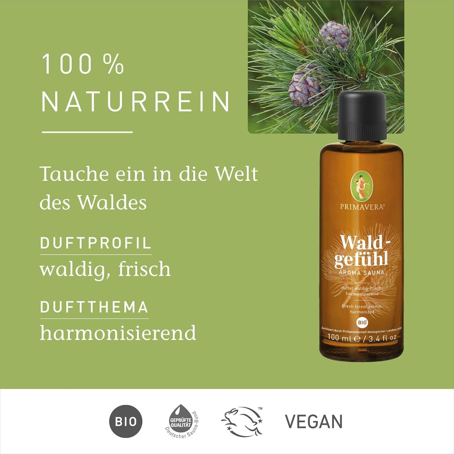 Aroma-Saunaöl Waldgefühl, Waldgefühl bio neue Flasche