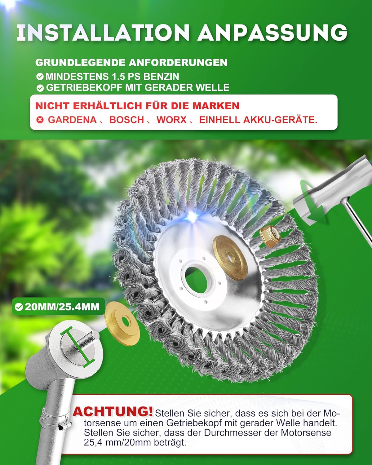 Unkrautbürste für Motorsense, 38 Stränge 2 Stück
