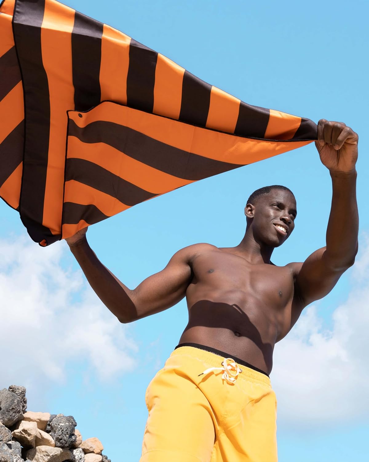 XXL-Mikrofaser-Strandtuch, 200cm x 90cm 09 Orange - Dunkelgrau
