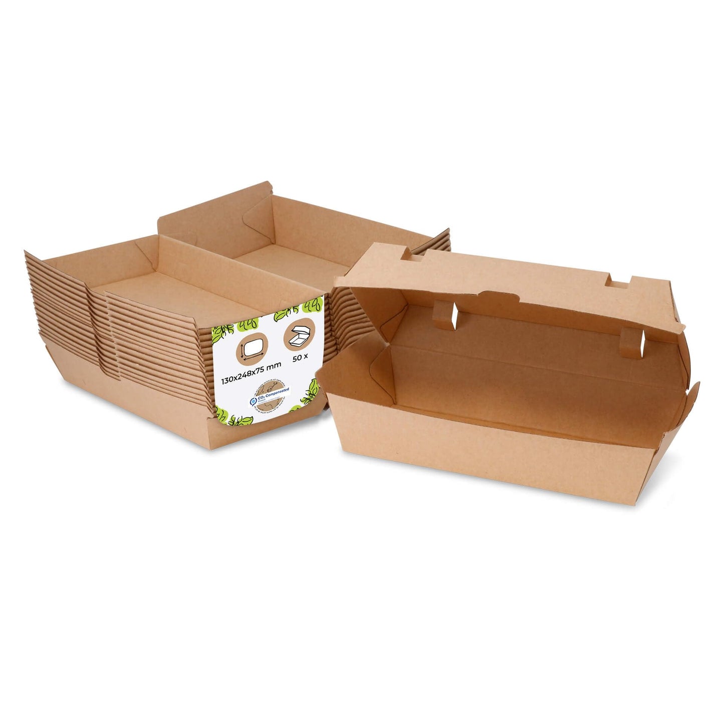 Take Away Kraftkarton-Boxen, 50 Stück, 13 x 24.8 x 7.5 cm (50 Stück)
