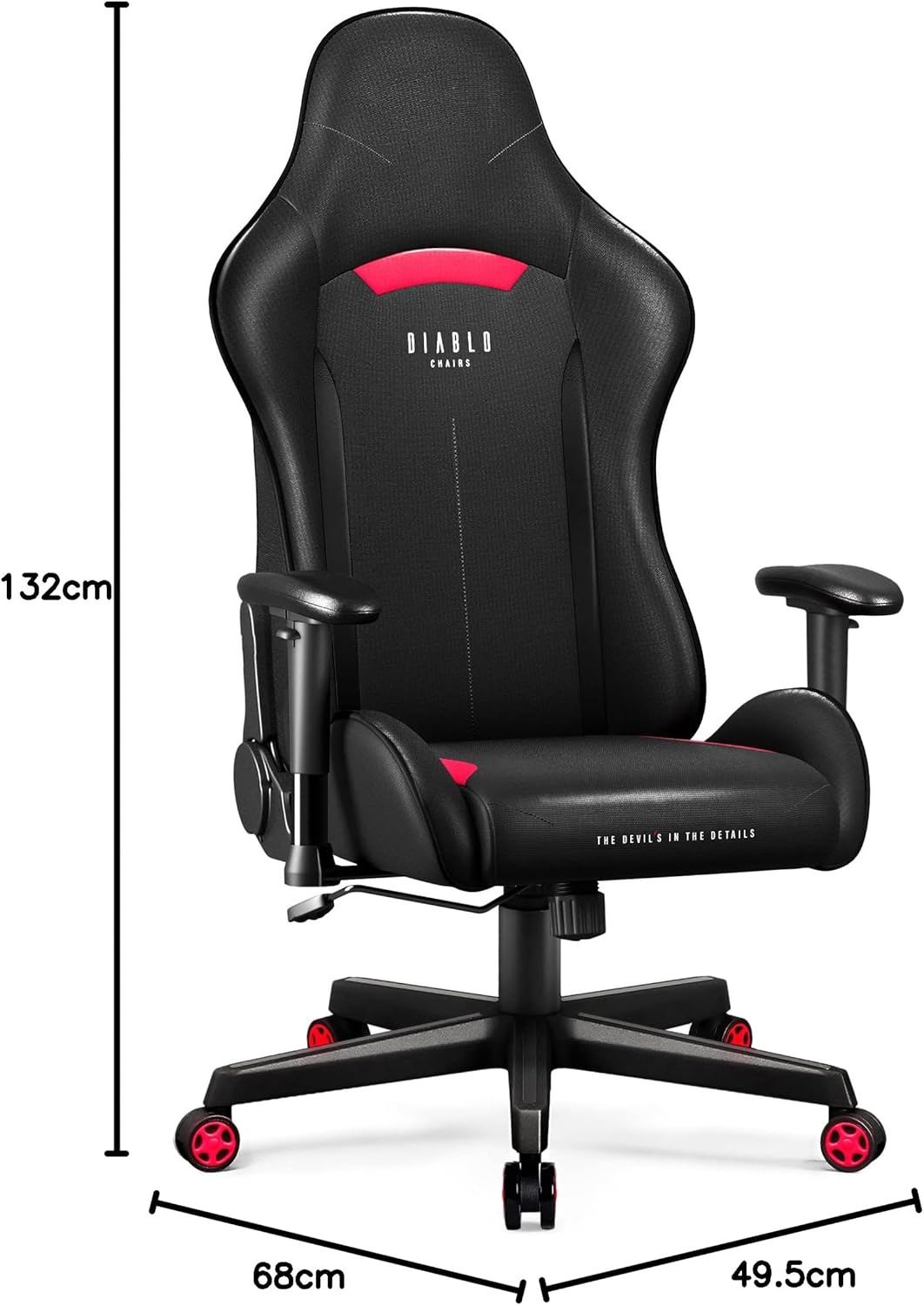 Ergonomischer Gaming-Stuhl X-Starter, Schwarz 132 cm x 68 cm x 49.5 cm