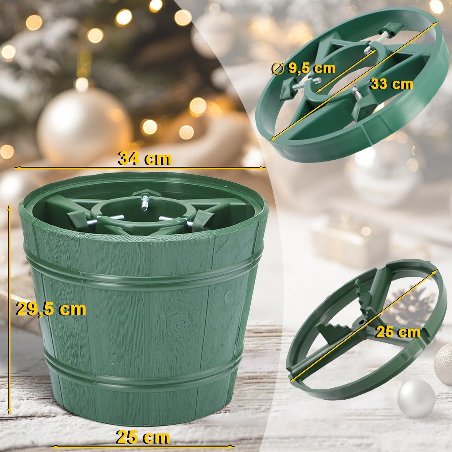 Weihnachtsbaumständer für Bäume bis 2,8 m, Grün Ø 25-34 cm
