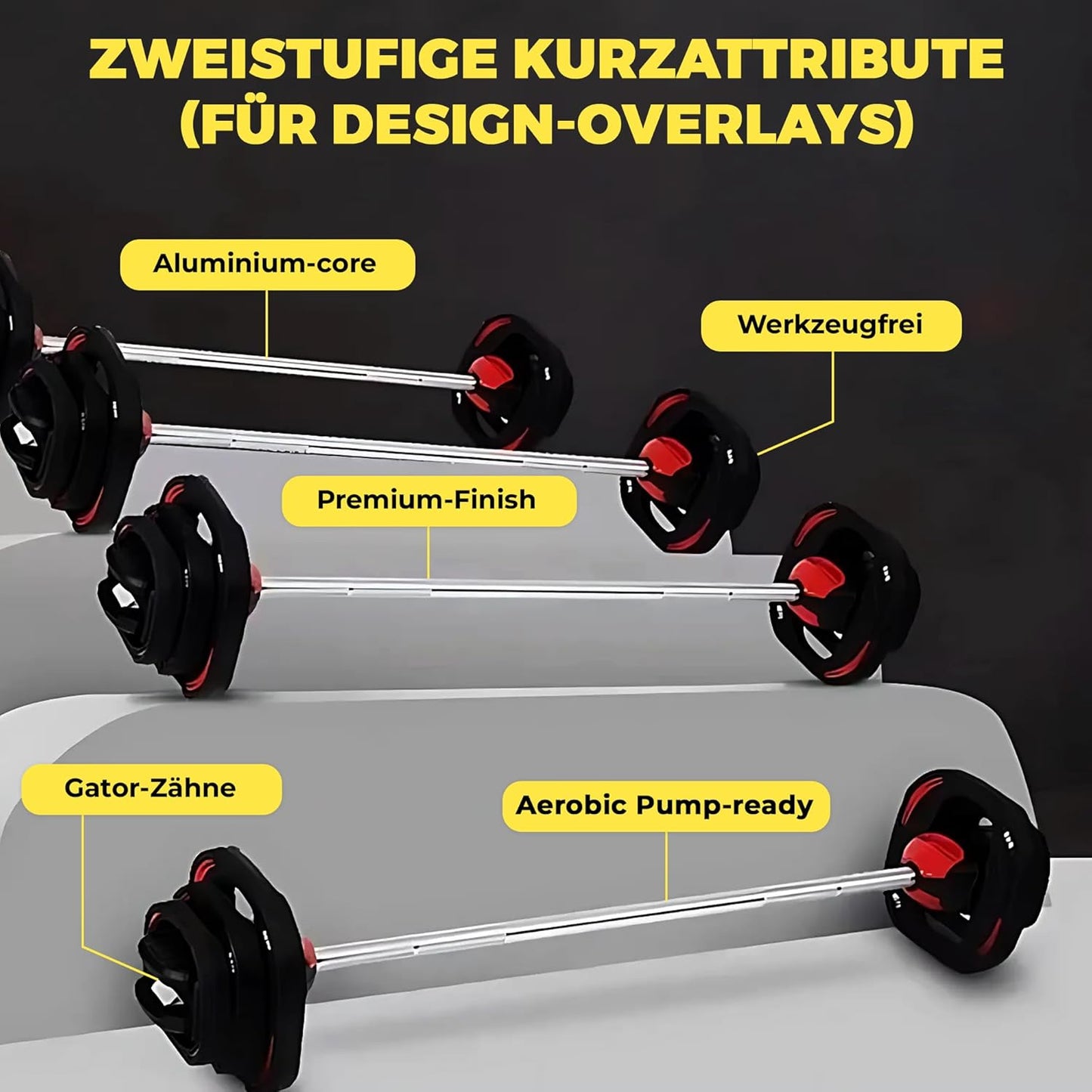 Aerobic Pump Langhantelset mit Gummi-Scheiben