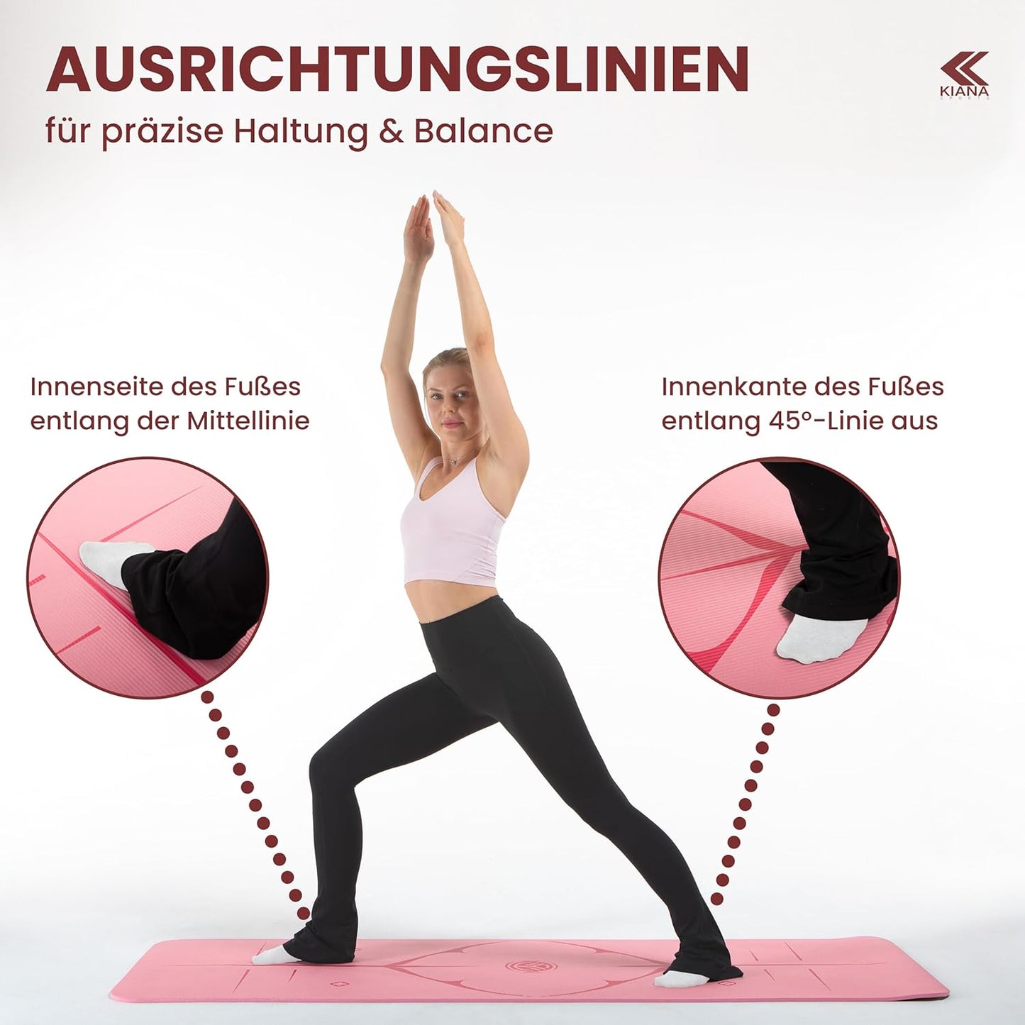 Rutschfeste Yogamatte, Dick (1,5 cm) Rosa