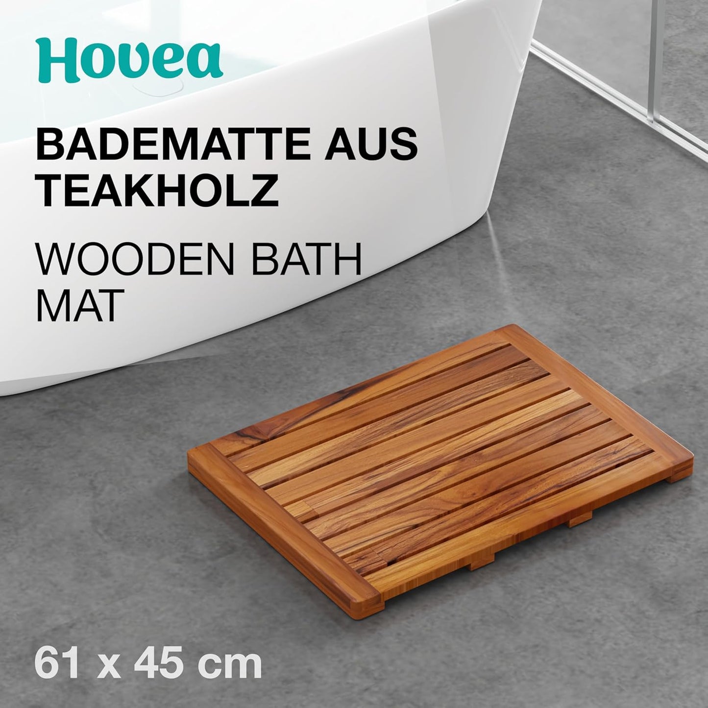 Teakholz Badematte, 61 x 45 cm, 61 X 45 Cm