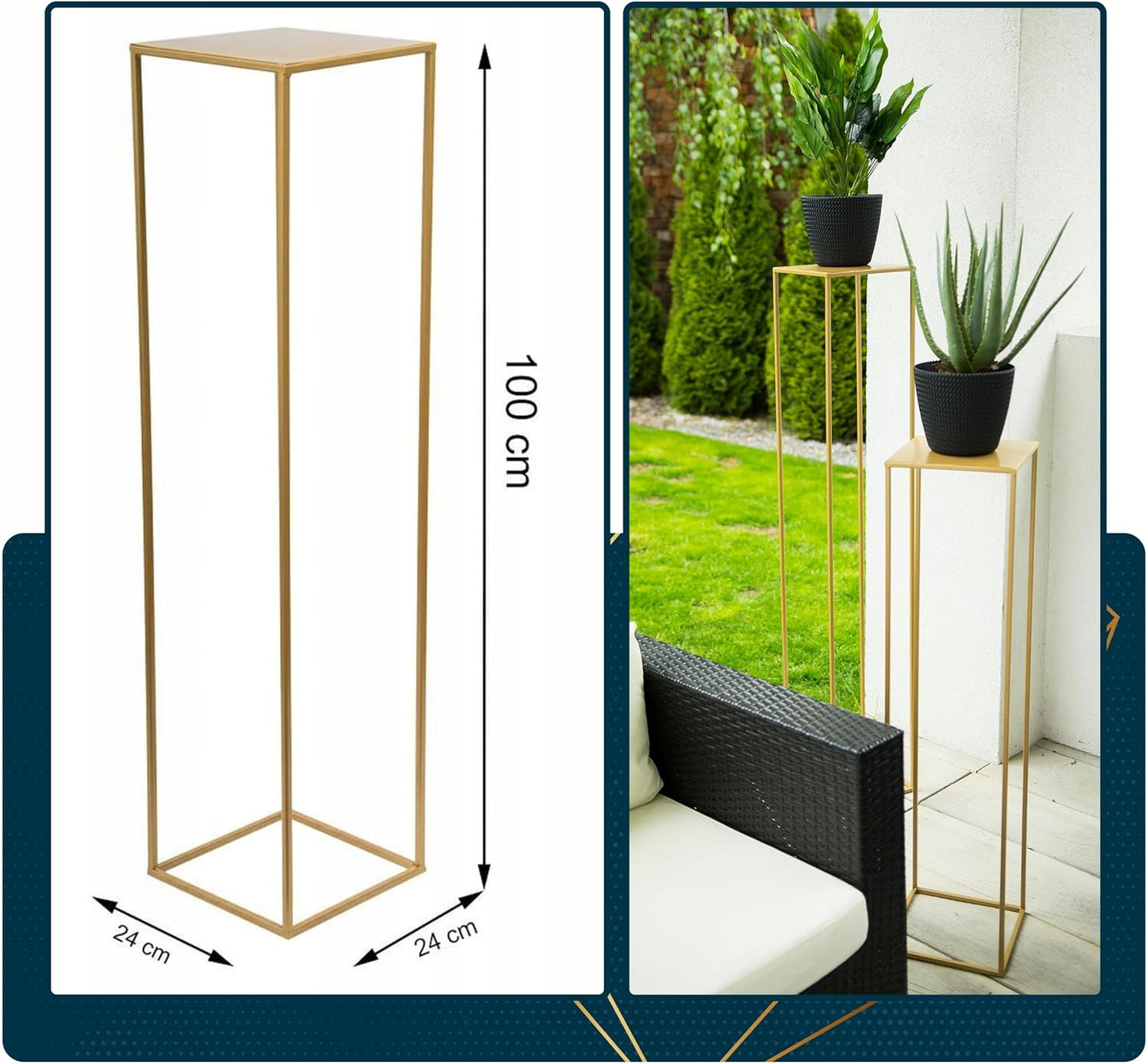 Blumenständer, 100 cm Gold